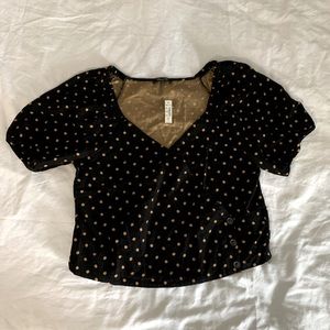 Madewell Puff Sleeve Corduroy Cropped Blouse Sz M